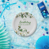 Custom Floral Magnolia Greenery BIrthday Party Pappteller (Party)