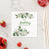 Custom Floral Magnolia Greenery BIrthday Party Serviette (Beispiel)
