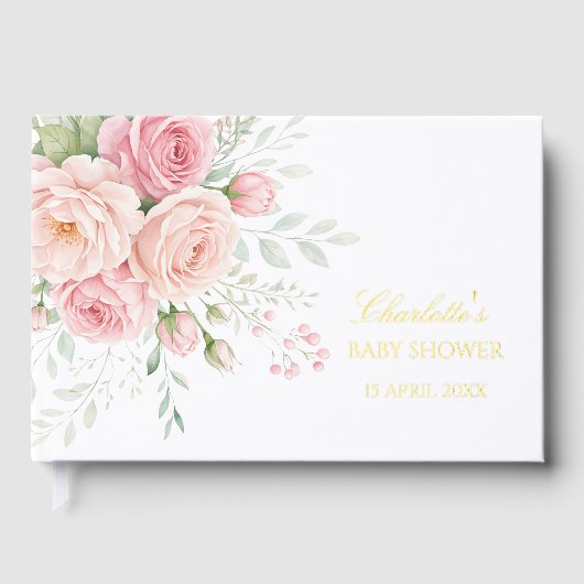 Custom Floral Memory Guest Book Keepsake Gästebuch (Vorderseite)