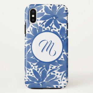 Custom Floral Mit Monogramm Blue Watercolor Case-Mate iPhone Hülle