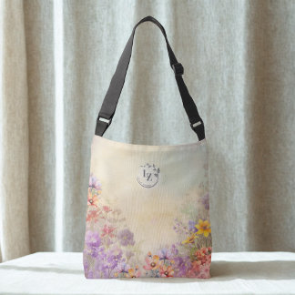 Custom Floral Monogram Crossbody Toag Tragetaschen Mit Langen Trägern