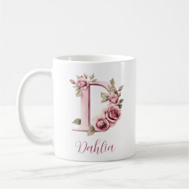 Custom Floral Monogram D Kaffeetasse