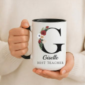 Custom Floral Monogram Mug Gift for Best Teacher Tasse