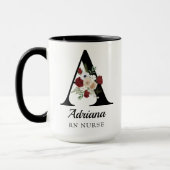 Custom Floral Monogram Mug Gift for Bride Nurse  Tasse (Links)