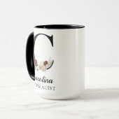 Custom Floral Monogram Mug Gift for RN Pharmacist  Tasse (Vorderseite Links)
