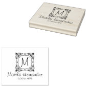 Custom Floral Monogram, Small Business Large Gummistempel (Stempel)