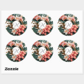 Custom Floral Monogram Tropical Round Sticker (Blatt)
