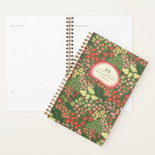 Custom Floral Monogram Weekly Monthly Planner Planer (Anzeige)
