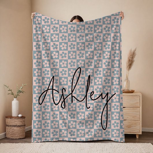Custom Floral Name Blanket Birthday Gift for Girls Fleecedecke