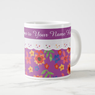 Custom Floral on Magenta, Imitate Lace Coffee Tass Jumbo-Tasse