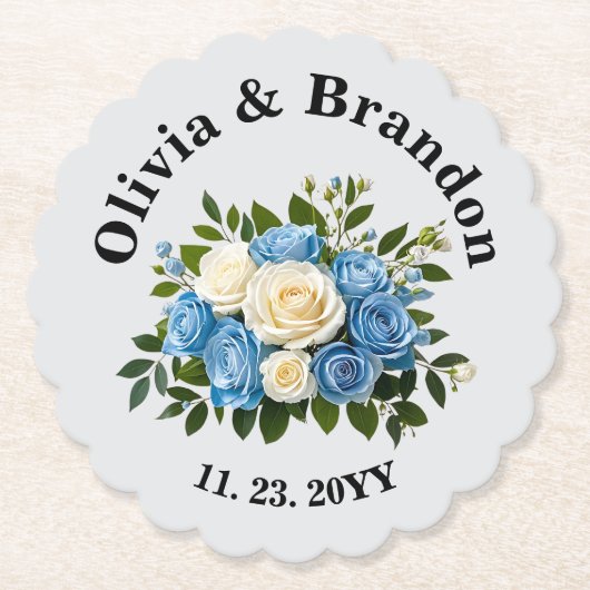 Custom Floral Paper Untersetzer for Weddings (Vorderseite)