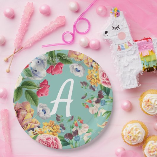 Custom Floral Pappteller (Party)