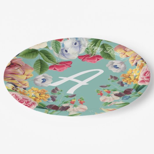 Custom Floral Pappteller (Schrägansicht)