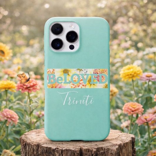 Custom Floral Pastel Blue Green Beloved Christian iPhone Hülle