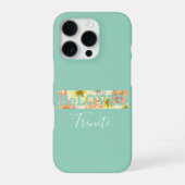 Custom Floral Pastel Blue Green Beloved Christian iPhone Hülle (Rückseite)