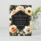 Custom Floral Peach Wedding Save The Date (Stehend Vorderseite)