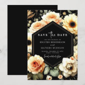 Custom Floral Peach Wedding Save The Date (Vorne/Hinten)