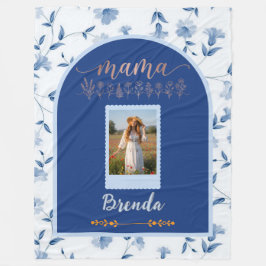 Custom Floral Photo Blanket - "MAMA" Birth Flower  Fleecedecke