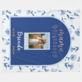 Custom Floral Photo Blanket - "MAMA" Birth Flower  Fleecedecke (Vorderseite (Horizontal))