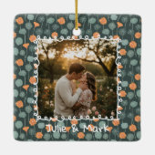 Custom Floral Photo Engagement Keramikornament (Rückseite)