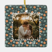 Custom Floral Photo Engagement Keramikornament (Vorderseite)