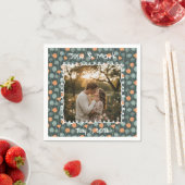 Custom Floral Photo Engagement Serviette (Beispiel)