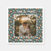Custom Floral Photo Engagement  Serviette (Vorderseite)