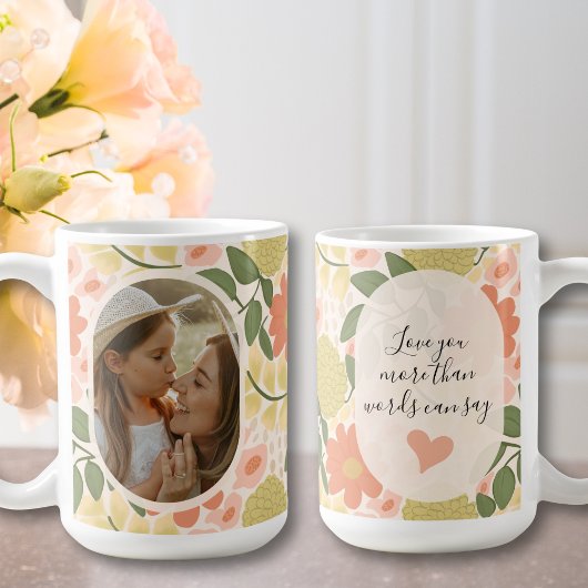 Custom Floral Photo Mug – Editable Message Kaffeetasse