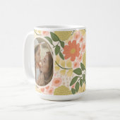 Custom Floral Photo Mug – Editable Message Kaffeetasse (Vorderseite Links)