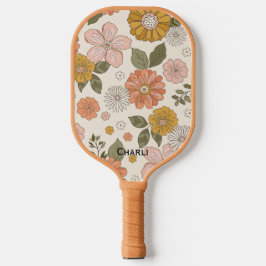Custom Floral Pickleball Paddle Beautiful Retro