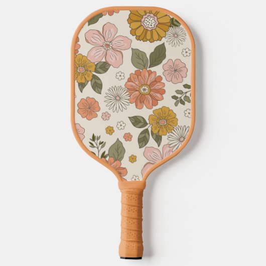 Custom Floral Pickleball Paddle Beautiful Retro (Rückseite)