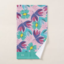 Custom floral pink modern monogram feminin