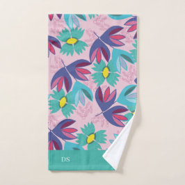 Custom floral pink modern monogram feminin handtuch