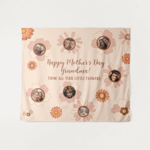 Custom Floral Pink Oma Foto Geschenk 7 Bilder Wandteppich