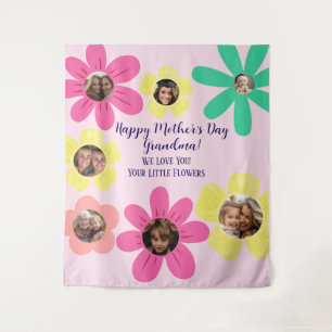 Custom Floral Pink Oma Foto Geschenk 7 Bilder Wandteppich