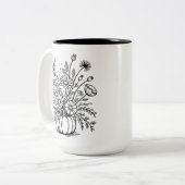 Custom Floral Pumpkin Tasse für Fall & Halloween (Vorderseite Links)