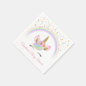 Custom Floral Rainbow Unicorn Baby Dusche Party Serviette (Ecke)