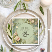 Custom Floral Rose Greenery BIrthday Party Serviette