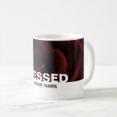 Custom Floral Rote Rose BLESSED Kaffeetasse (VorderseiteRechts)