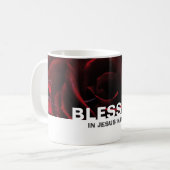 Custom Floral Rote Rose BLESSED Kaffeetasse (Vorderseite Links)