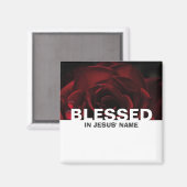 Custom Floral Rote Rose BLESSED Magnet (Vorderseite/Rückseite)