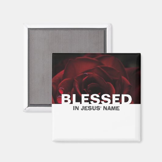 Custom Floral Rote Rose BLESSED Magnet (Vorderseite/Rückseite)