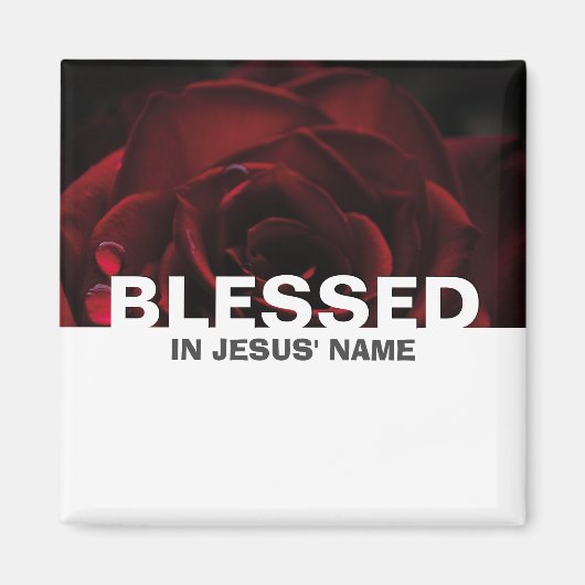 Custom Floral Rote Rose BLESSED Magnet (Vorne)