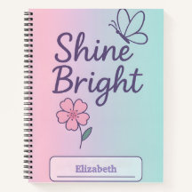 Custom Floral Shine Bright Notebook für Mädchen