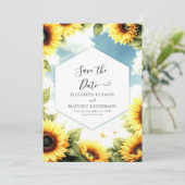 Custom Floral Sunflower Wedding Save The Date (Stehend Vorderseite)