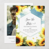 Custom Floral Sunflower Wedding Save The Date (Vorne/Hinten)