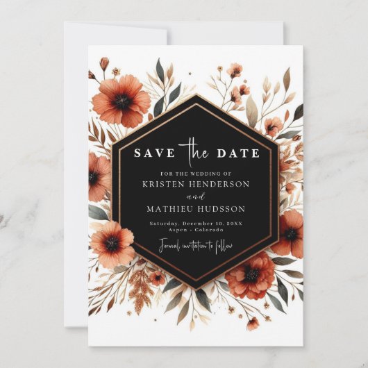 Custom Floral Terracotta Wedding Save The Date (Vorderseite)