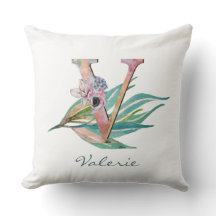 Custom Floral V Letter Watercolor Folion Monogramm