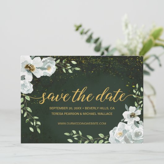 Custom Floral verzauberter Wald Hochzeit Grün (Stehend Vorderseite)