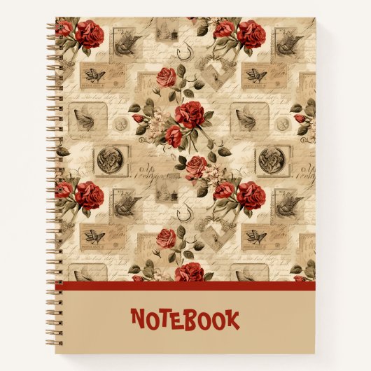 Custom Floral Vintag Wallpaper Notebook Notizblock (Vorderseite)